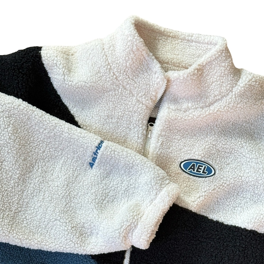 Aelfric Eden Colorblock Sherpa Fleece Jacket White Blue Black Men's Size L